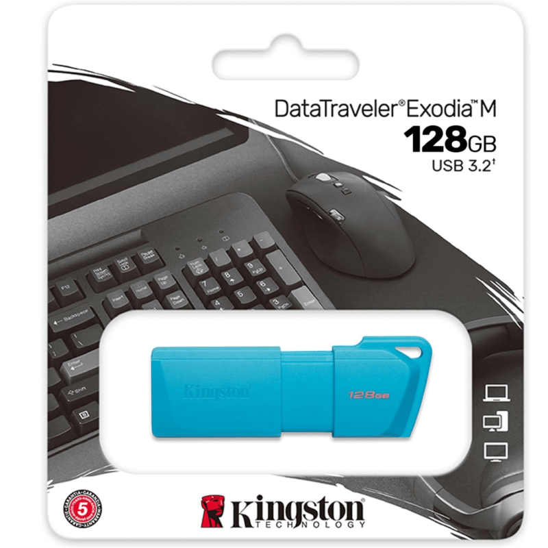 FLASH MEMORY 128GB KINGSTON KC-U2L128-7LB EXODIA USB 3.2 NEON AQUA BLUE - KC-U2L128-7LB