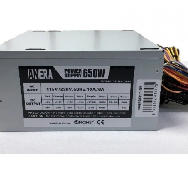 ANERA FUENTE DE PODER 650W+CABLE PODER