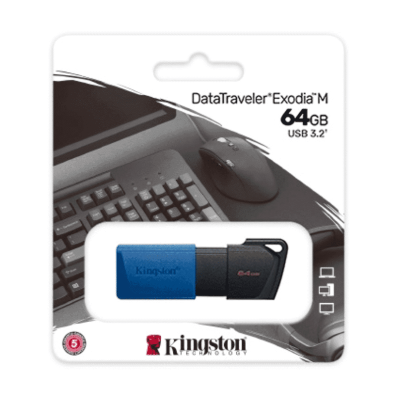 FLASH MEMORY 64GB KINGSTON DATATRAVEL EXODIA 3.2 BLACK + BLUE (DTXM/64GB)