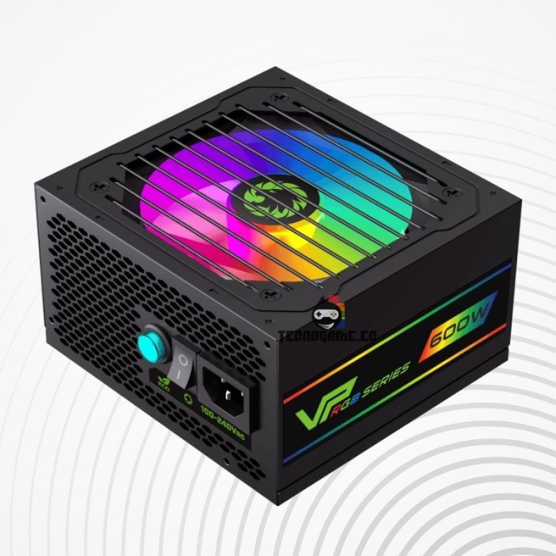 FUENTE DE PODER GAMEMAX 600W VP-600-RGB-M BK SEMI-MODULAR 80+ BRONZE FAN 12CM RGB MODO ECO 100-240V